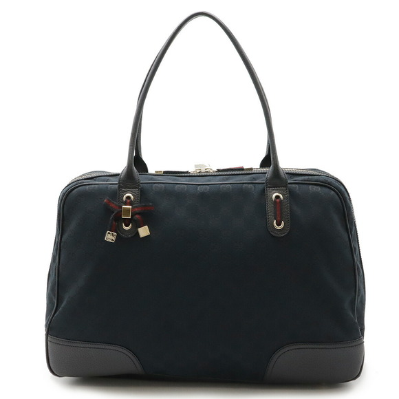 Gucci Shoulder Boston Canvas Black Princesy GG Bag Tote Leather - Picture 1 of 7